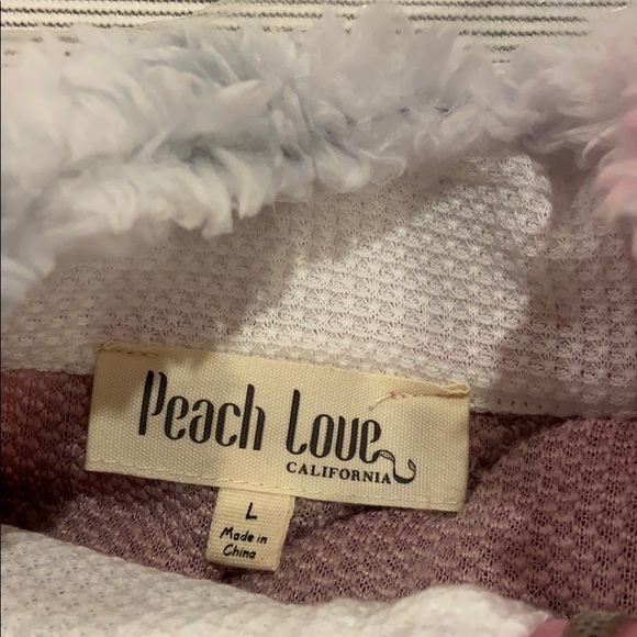 PEACH LOVE Sherpa Fleece Tie Dye Half Zip Mauve - Picture 5 of 7